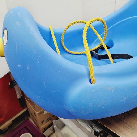 Blue Penguin Sled Pull Rope Seat Belt Strap - Complete with Eyes Vintage STEP 2 - Picture 4 of 15